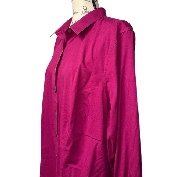 Talbots -Non-Iron Button-Down Shirt - Magenta - Size 18W - Picture 3 of 9